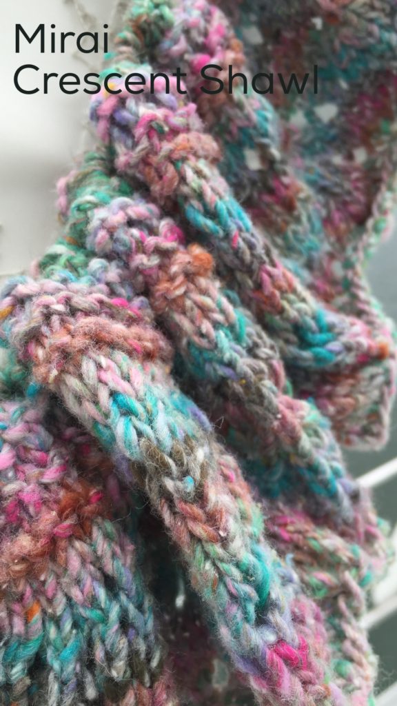 Alanna Nelson knits Mirai Crescent Shawl