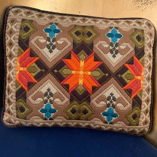 rectangular embroidered geometric cushion 