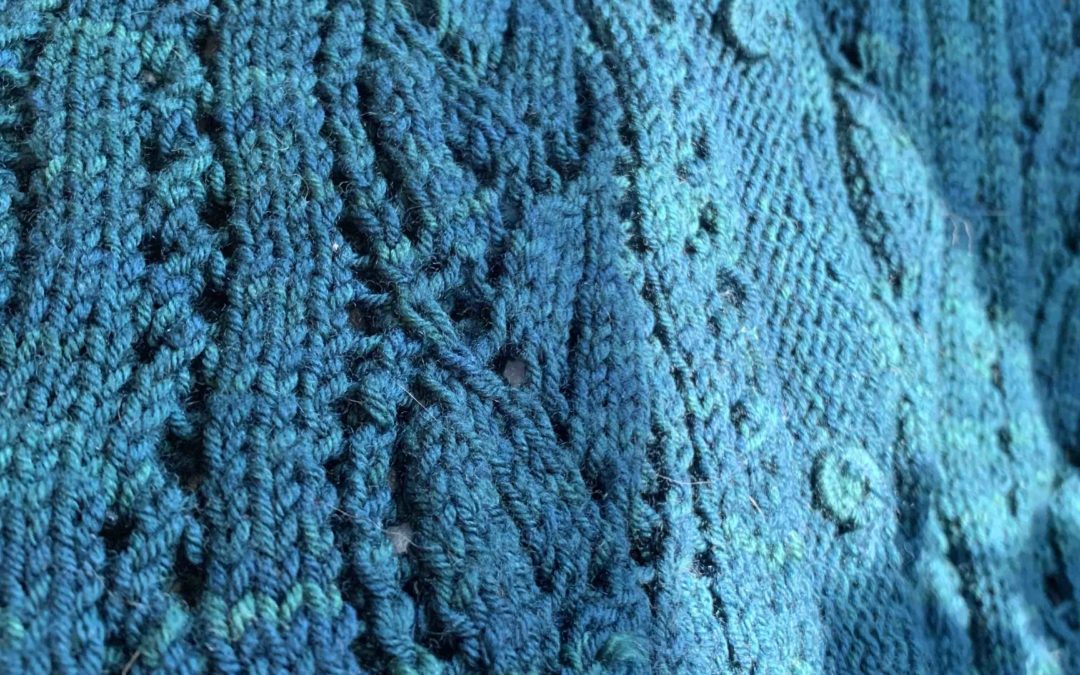 lace Myrtle cardigan detail knit by Alanna Nelson