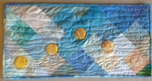 Hand dyed wool, cotton art quilt Bright Sky by Alanna Nelson