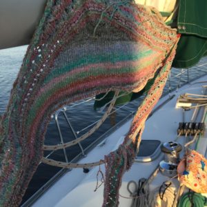 Crescent Shawl knit while sailing