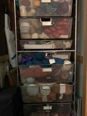 Elfa storage drawers holds Alanna Nelson yarn stash