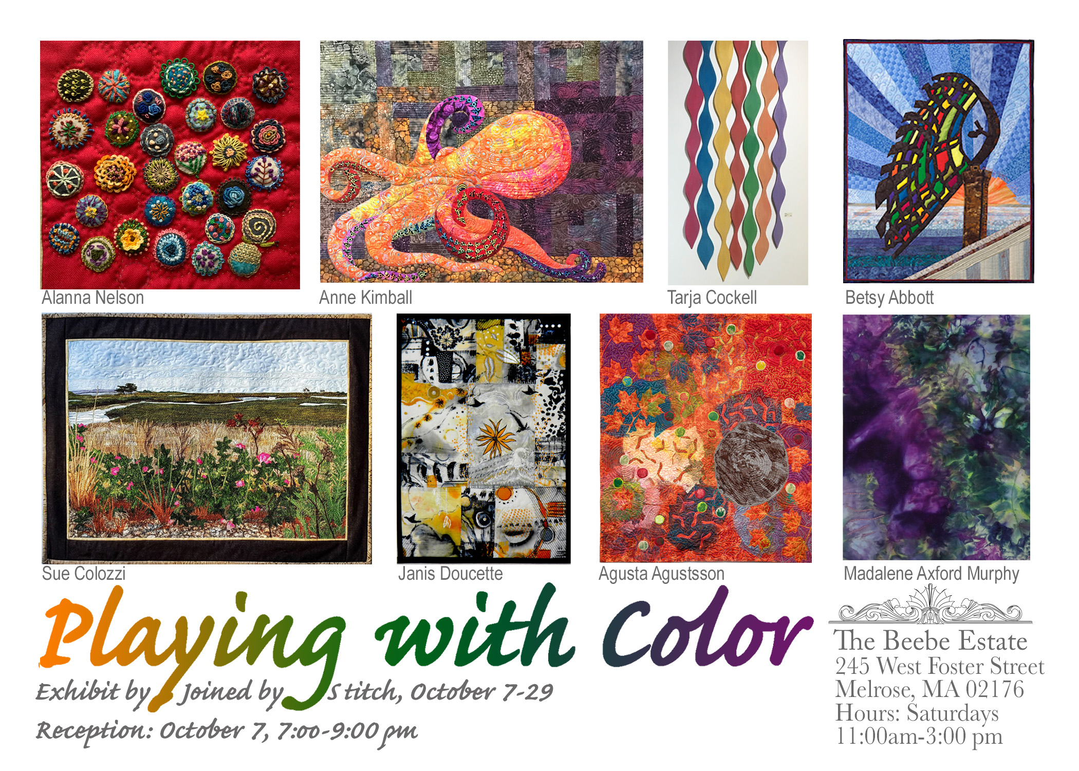Fiber Art exhibit - Joined by Stitch | Beebe Estate, Melrose, MA Oct 2022